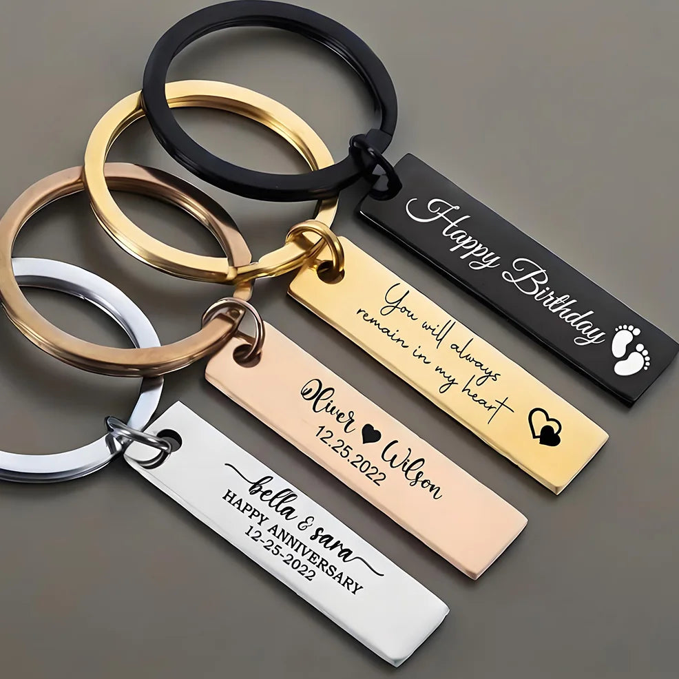 Personalized Engraved Keychain - Custom Name Initials Metal Key Ring - Perfect Daily Accessory & Birthday Christmas Gift