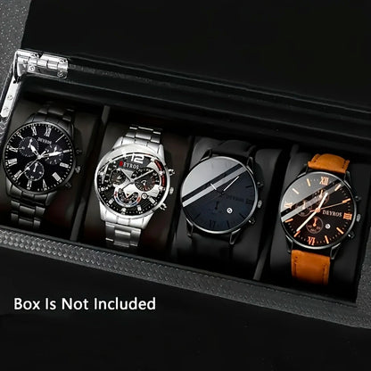 4pcs New Men's Business Fashion Round Quartz Watch Set Gifts for men