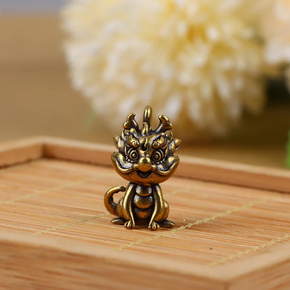 Chinese Beast Dragon Statue Bronze Figurine Ornaments Antique Copper Mythical Animal Miniature Home Decoration Crafts Collection