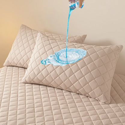 Northern Europe Double-deck Pillowcase Waterproof Anti-Mite Anti-Bacterial Quilted Cotton Pillow Case Bedroom Home Decoration