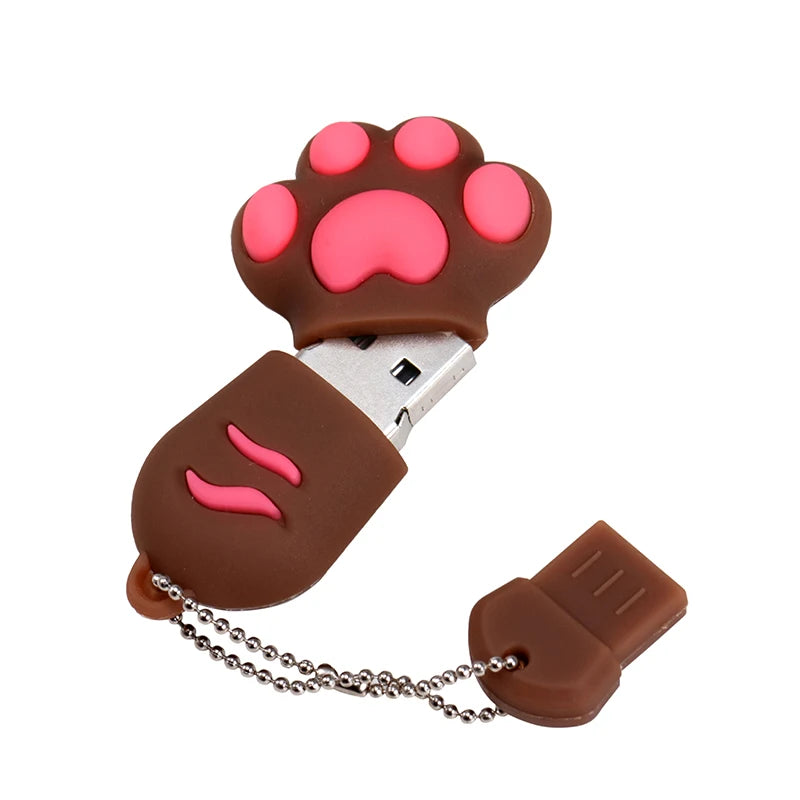 Silicone Cat Claw Cartoon USB Drive USB 2.0 Flash Drive 8GB Girl Specific Pen Driver 128GB 64GB Key Chain Memory Stick USB Stick