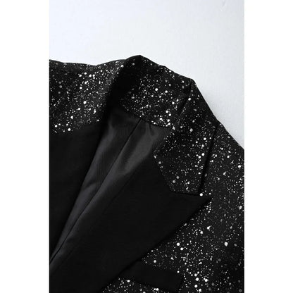 KIDWHXR Man Summer 2-piece Outfit Patchwork Short Sleeve Blazer Male Straight-leg Shorts Men Sequins Wedding Party Suit Set