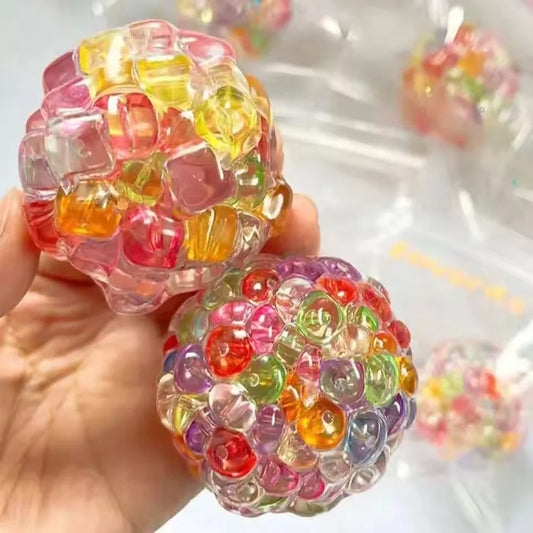 Fidget Ice Cube Colored Beads Squeeze Toy Squishy Balls Hand Exercise Sensory ADHD Anxiety Stress Reliever Toys for Adults