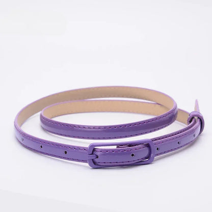 Children Candy Color Belts 1.2cm Super-thin PU Belts Simple Solid Color Lightweight Belts Summer Apparel Accessories