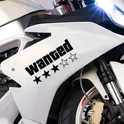 Wanted Star Vinyl Decal - Waterproof Motorcycle Car Scooter Sticker for Fuel Tank Side Panel DIY Decoration