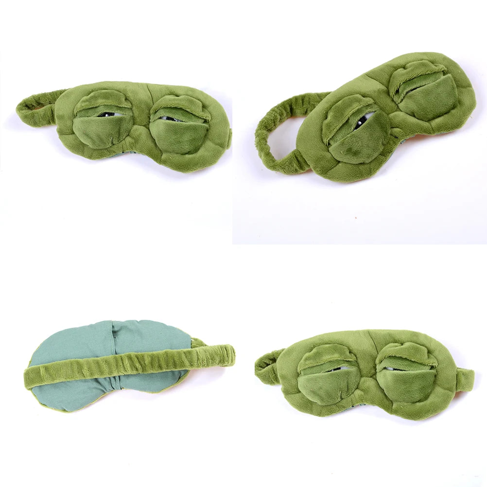 1PC Green 3D FROG Sleeping Mask Eyeshade Plush Eye Cover Travel Cartoon Eyeshade for Eye Travel Relax Sleeping Gift