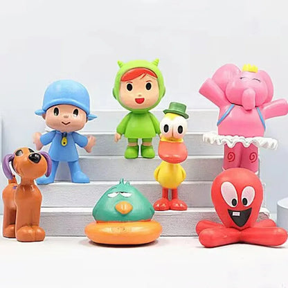 7Pcs @@ Set Pocoyo Animal Toy Bird Duck Elephant Doll Model Scene Ornaments Anime Cartoon Cute Pvc Figures Toys **