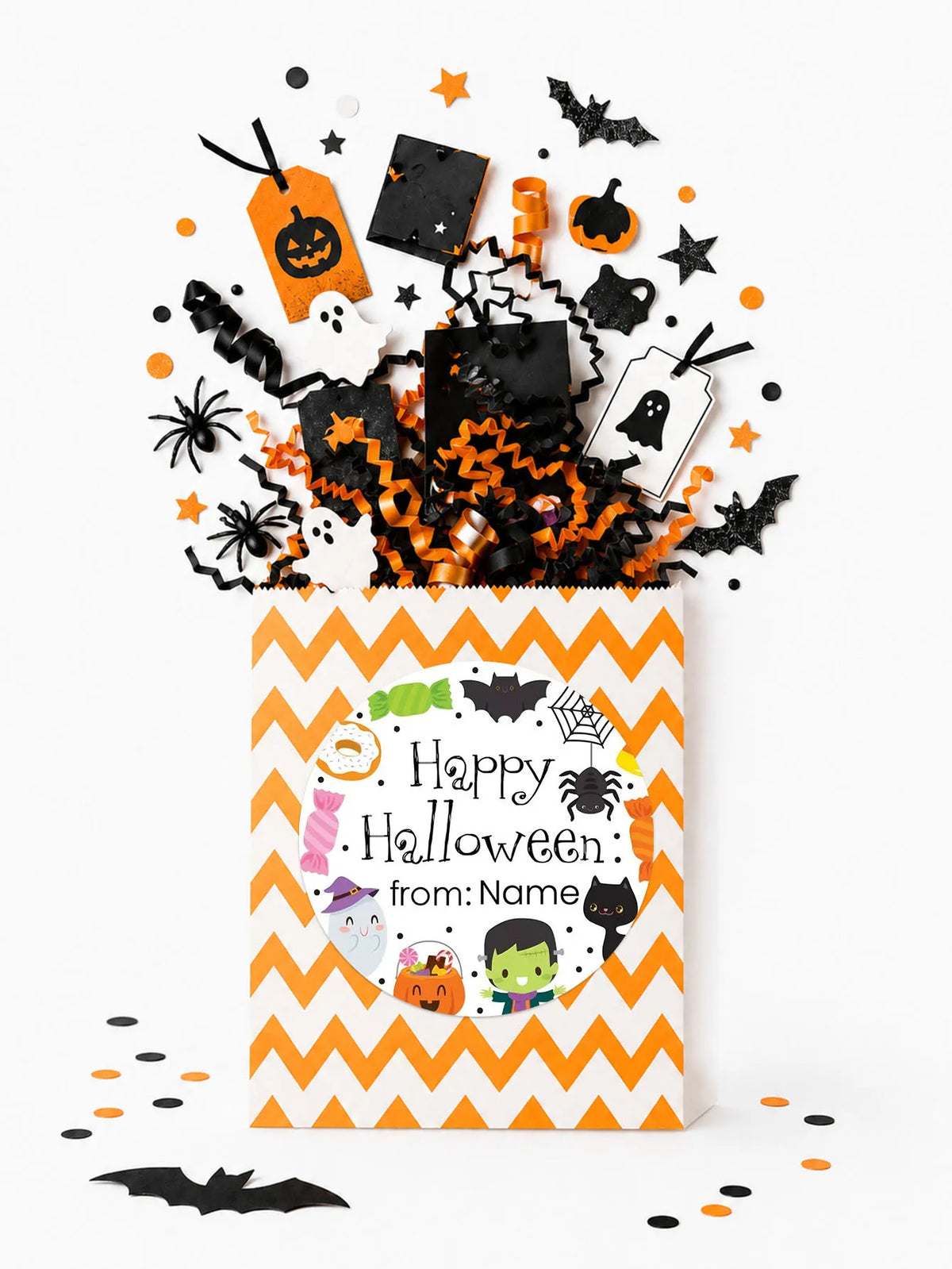 1/50/100Pcs Custom Round Stickers with Personalized Text & Images for Halloween Gift Boxes, Treat Bags & Invitation Seals