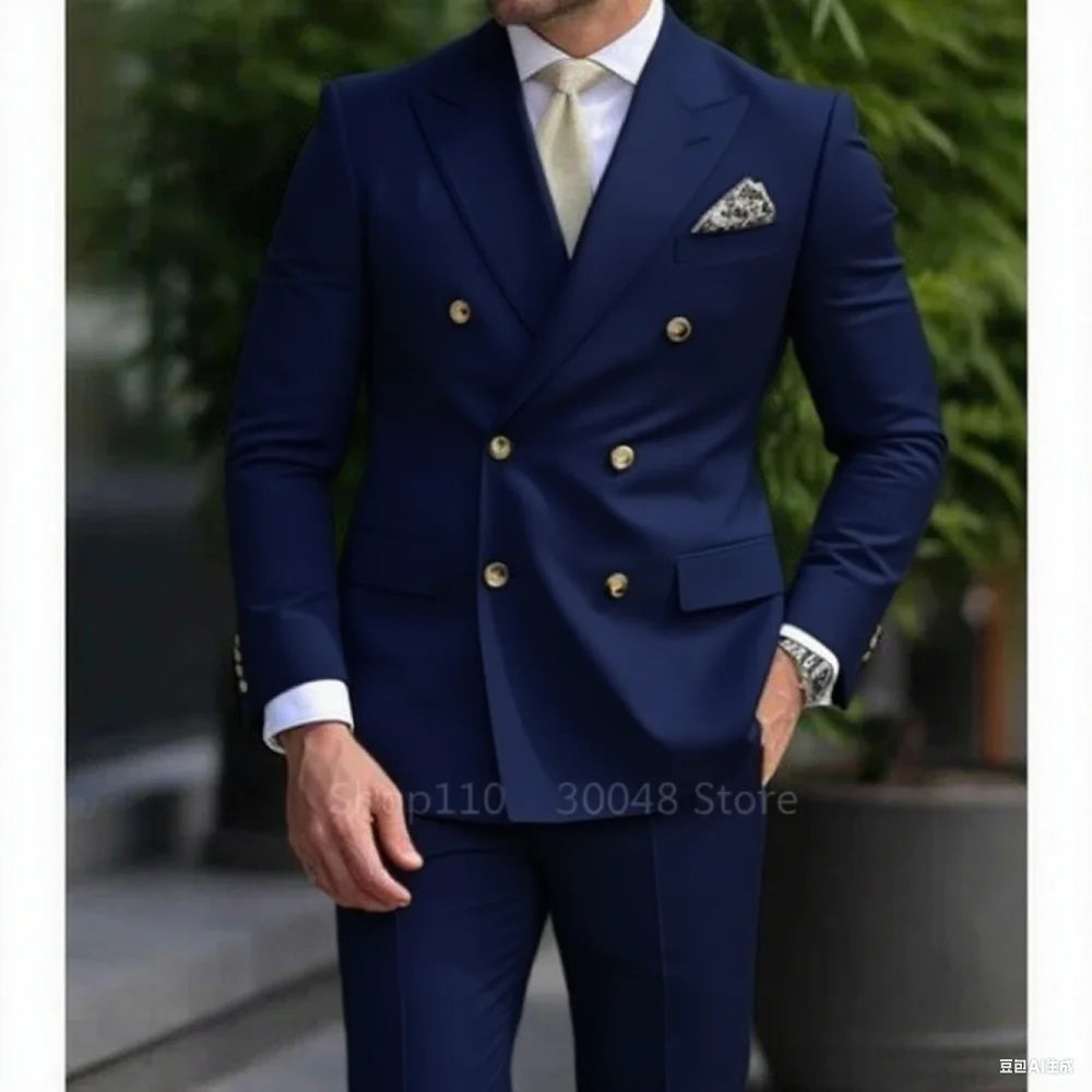 Smart Casual Wedding Men's Suits Slim Fit Tuxedo Blazer Set 2 Piece Formal Business Suit for Groom with Blazer And Pants