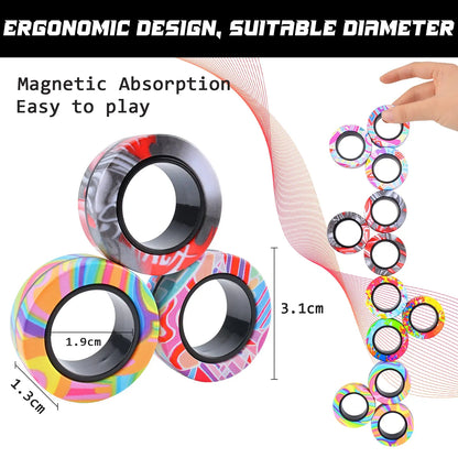 sell well 3pc stress reduction magnetic ring toy, color ring toy, ADHD anxiety relief stress reduction ring Holiday gift