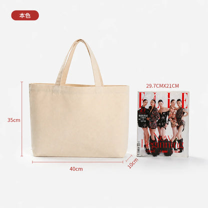 Wholesale 50pcs/Lot Reusable Canvas Tote Bags Custom Logo Shopping Bags Bulk Promotional Eco-Friendly Cotton Grocery Bags