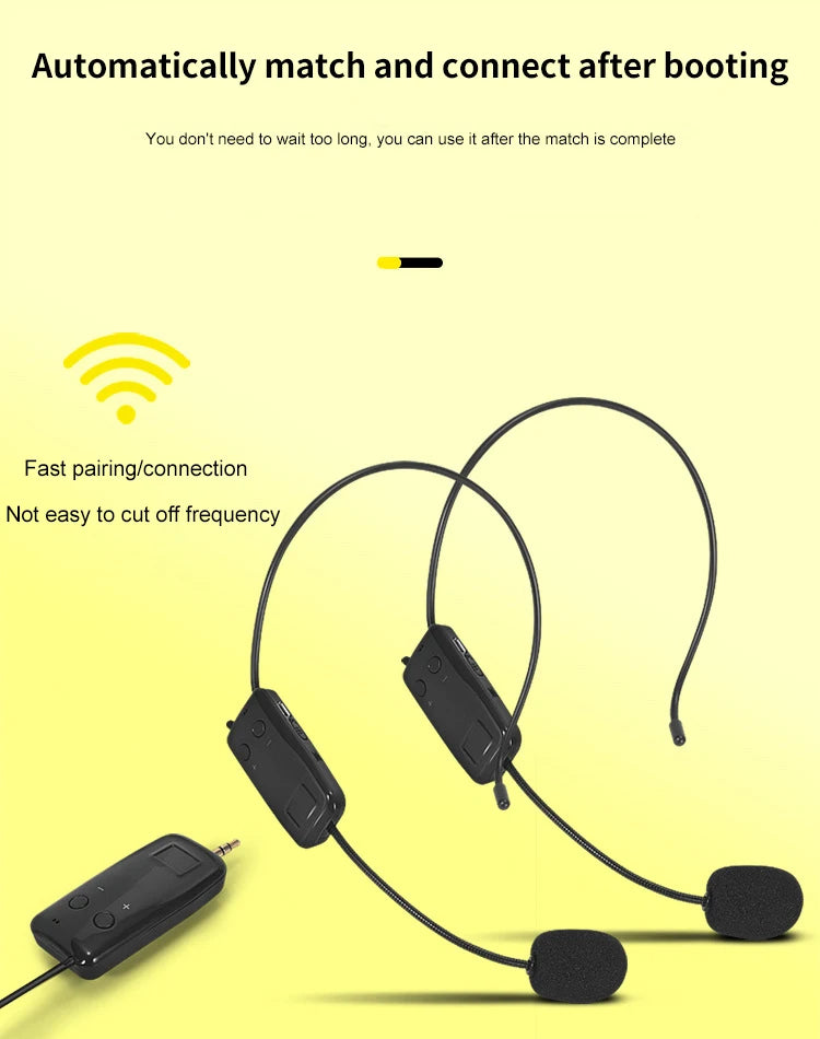2.4G Head-mounted Wireless Lavalier Microphone Set Transmitter with Receiver for Amplifier Voice Speaker Teaching Tour Guide