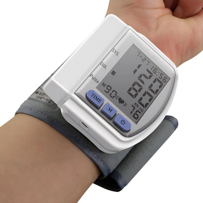 Medical Wrist Blood Pressure Monitor Bp Monitor Large LCD Display Blood Pressure Machine Adjustable Wrist Cuff Sphygmomanometer