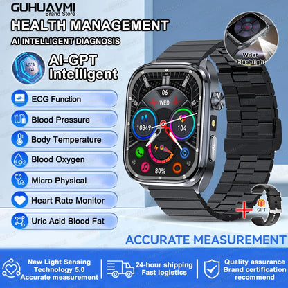 2026 New Accurate ECG Smart Watch Heart Health Analysis Blood analysis Blood Lipid Blood Pressure BT call Smart Watches For Men