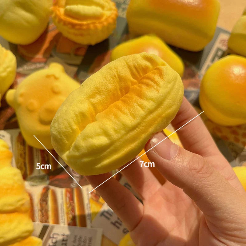 Simulation Croissant Bread Toast Squishy Fidget Slow Rebound Super Soft Cake Squeezing Office Stress Relief Relax Ornament
