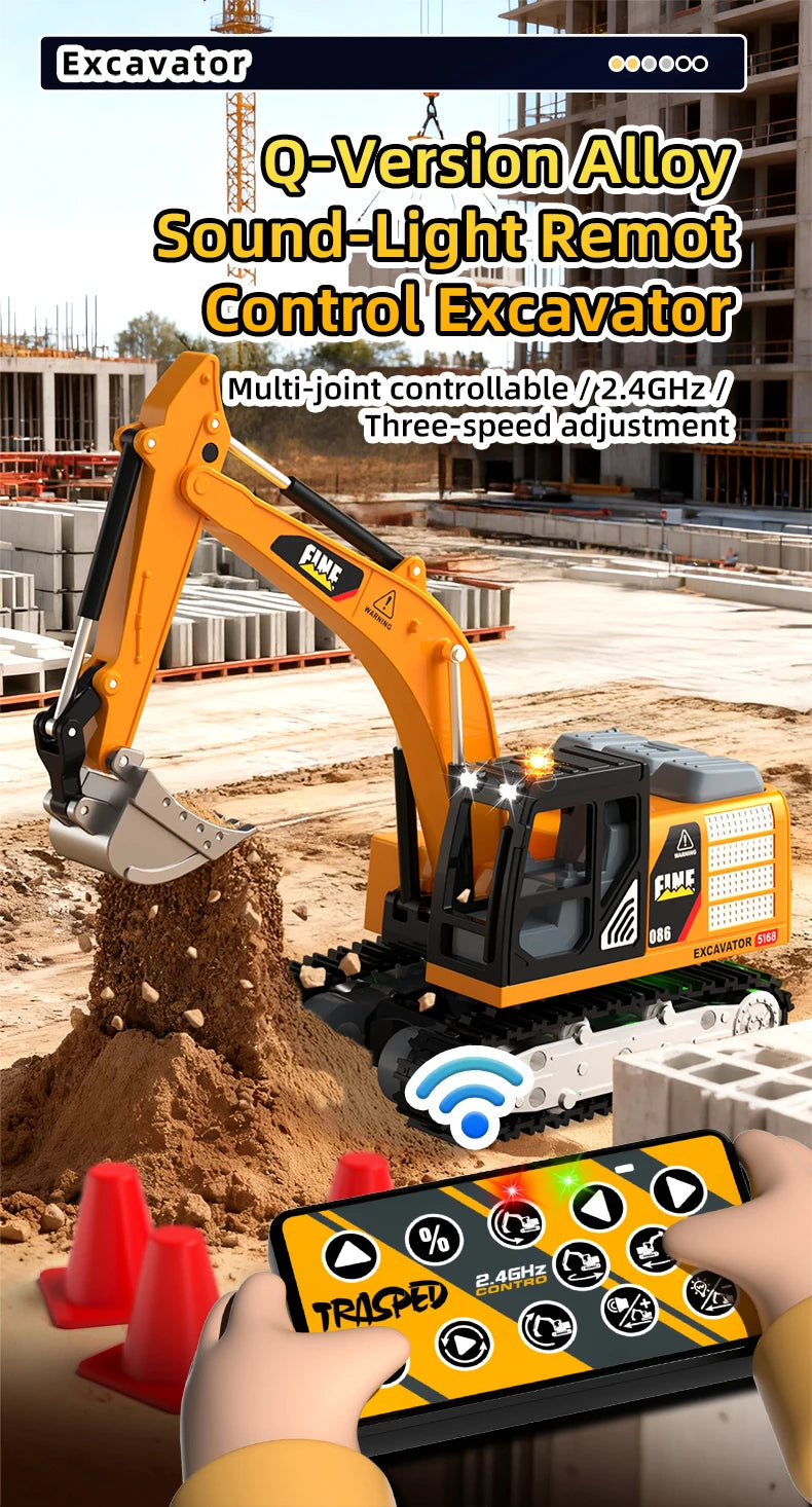 2026New Full-Scale Mini Excavator Tipper Truck 1:64 Remote Control Engineering Vehicle Mini Forklift Birthday Gift Toy RC Trucks