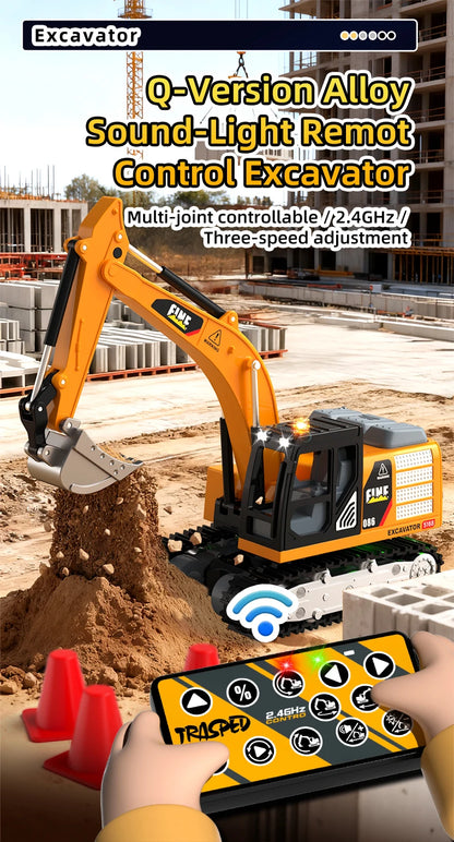2026New Full-Scale Mini Excavator Tipper Truck 1:64 Remote Control Engineering Vehicle Mini Forklift Birthday Gift Toy RC Trucks