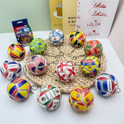 USA Mexico Canada All Country Flag Football Keychain Fidget Stress Ball Squishy Decompression Toy Anxiety Relief Fan Souvenir