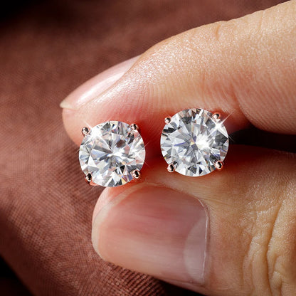 Smyoue Kolczyki Sztyfty Moissanite 0.2-3CT w Kolorze Różowego Złota dla Kobiet Lśniące Klasyczne Ślubne Kolczyki z Laboratorium Diamentowym Czyste Srebro 925