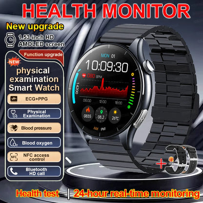 2026New Smart Watch For Men Micro-examination Health Blood pressure Uric Acid ECG+PPG Fitness Tracker Clock Smartwatch Women Men