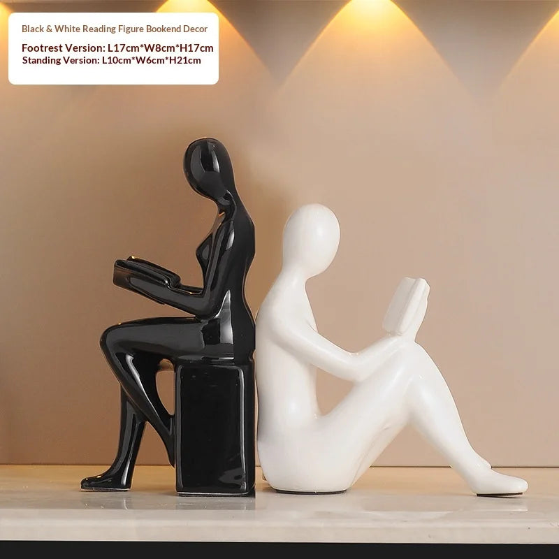 Modern  Ceramic Human Figure Bookends Sculpture Decor Book Holder For Nightstand TV Cabinet Wine Rack Office Desktop Home