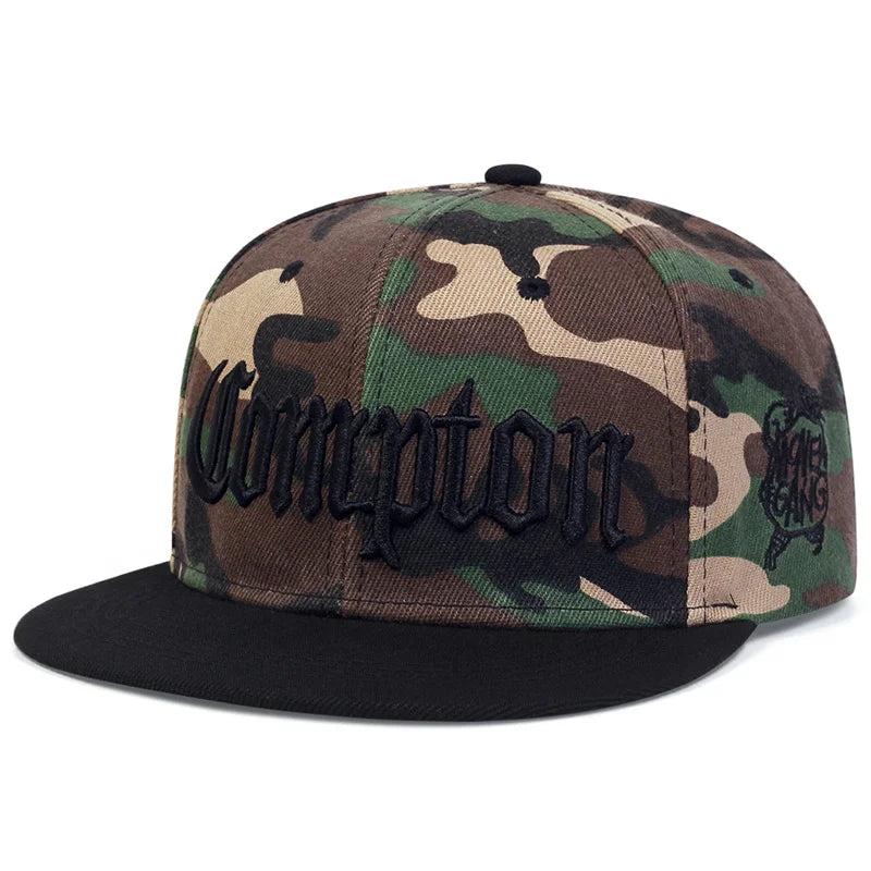 Men's Spring and Summer Hip-hop Hats Wide-brimmed Letters Camouflage Baseball Caps Youth Trendy Handsome Flat-brimmed Hats