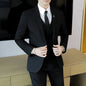 High-End Men's Wedding Suit 3-Piece Set Handsome Banquet Smart Casual Fashionable Three-Quarter Length Vest Trousers Four Season