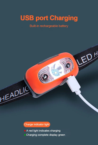 Strong Light Headlamp Mini Led Night Fishing Powerful Torch Head Lamp Outdoor Waterproof Camping Portable LED Sensor Headlamps