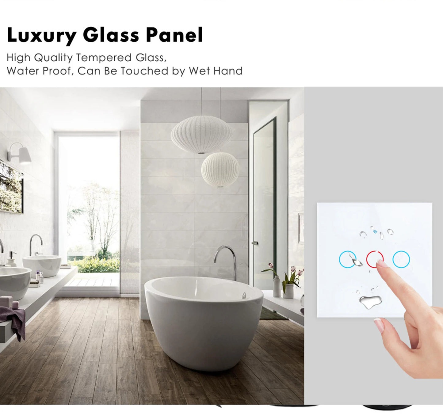 Tuya WiFi Smart Switch Works With Alexa No Neutral Wire Wireless RF433Mhz Remote Wall Touch Sensor Lightes Switch 1/2/3Gang