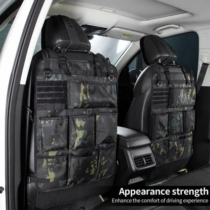 Universal Vehicle Seat Back Organizer Military Style Camo Storage Bag with 7 Pockets Tactical Auto Organizer for Car Truck SUV