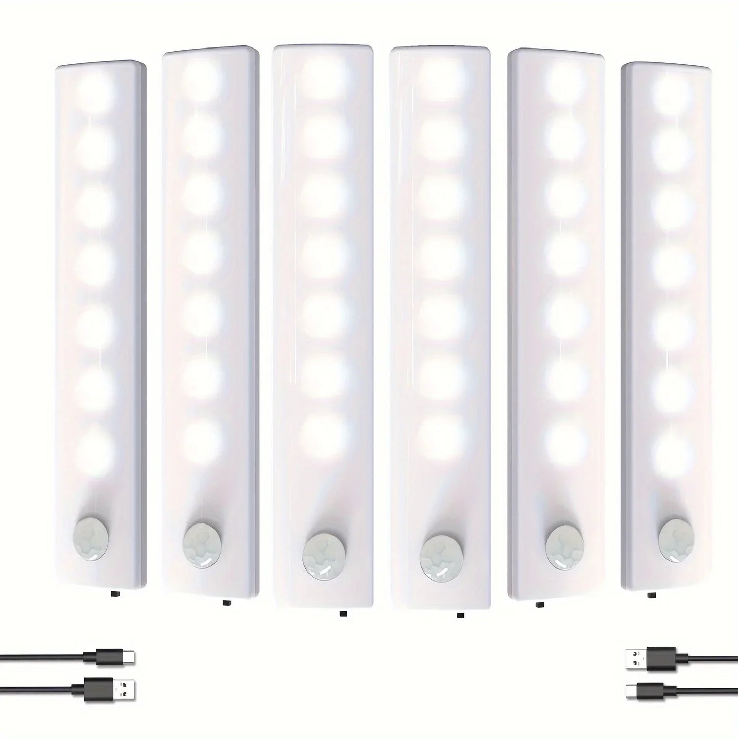 Under Cabinet Lights 6 Pack Motion Sensor Light Indoor LED USB-C Rechargeable Battery Operated Stick-On Light for Kitchen Night