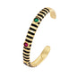 Fashionable Multicolor Gold Plated Gemstone Charm Bangle,Fine Colorful Enamel Open Adjustable Bracelet Jewelry Supply  Q35