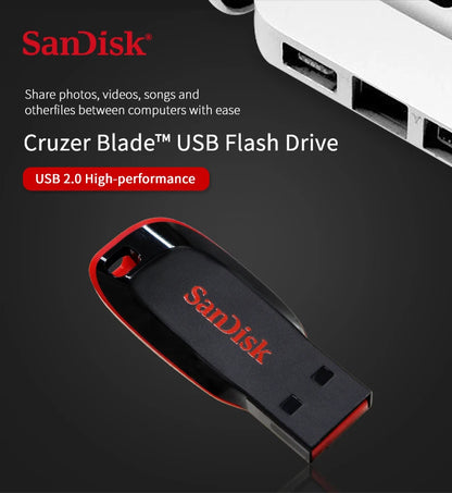 SanDisk USB Flash Drive 128GB 16GB 32GB 64GB Original HIgh Speed Pen Drive Flash Memory Stick USB2.0 U disk for PC USB Pendrive