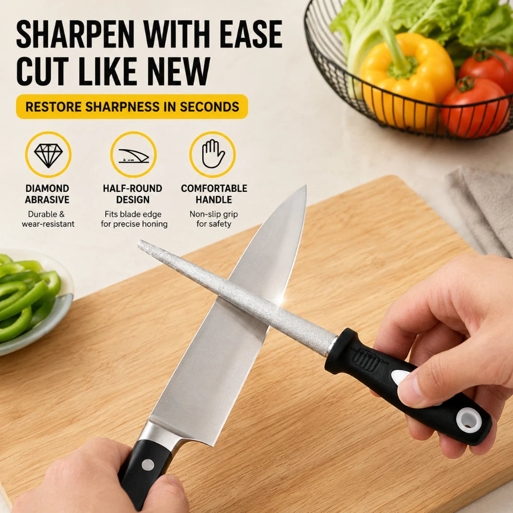 Ergonomic Handle Diamond Grinding Sharpener 1/3/5Pcs Wearproof Curved Flat Design Home Kitchen Blade Maintenance Tool