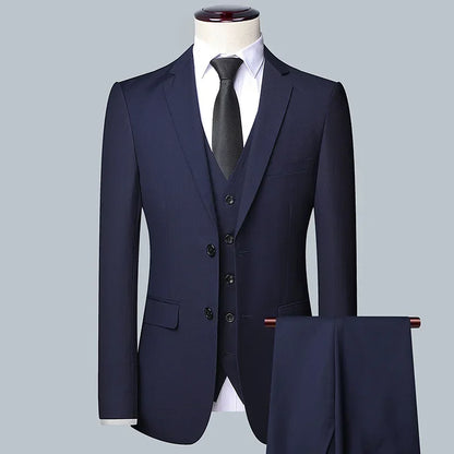 High Quality Men Solid Color Business - Stylish Handsome Groom Best Man Wedding Dress 3/2/1 Single Piece Optional