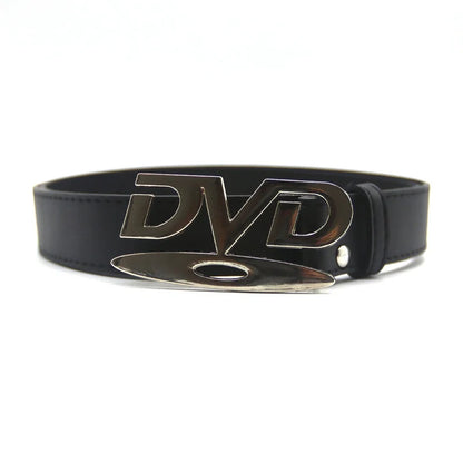 Unisex Nostalgic Design DVD Buckle Belt Men Women Decoration Paired with Jeans Waist Straps Belt Versatile Design Sense Belt