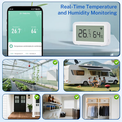 Tuya Zigbee Temperature and Humidity Sensor Thermometer Hygrometer for Smart Home APP Remote Control Support SmartLife