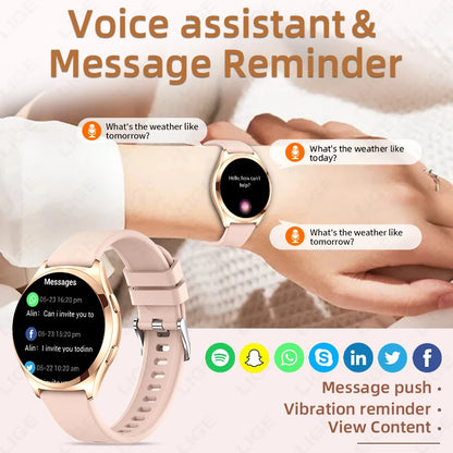 LIGE Luxury Smart Watch For Woman 1.27" Bluetooth Call Custom Dial Women's Bracelet Sports Health Monitor Smartwatch Ladies Gift