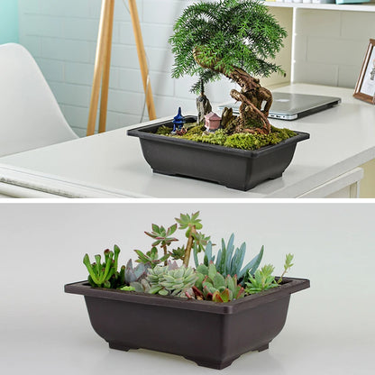 Rectangular Square Flowerpots Imitation Purple Clay Succulent Plants Pots Oval Pots Outdoor Garden Landscape Bonsai Pot Trays