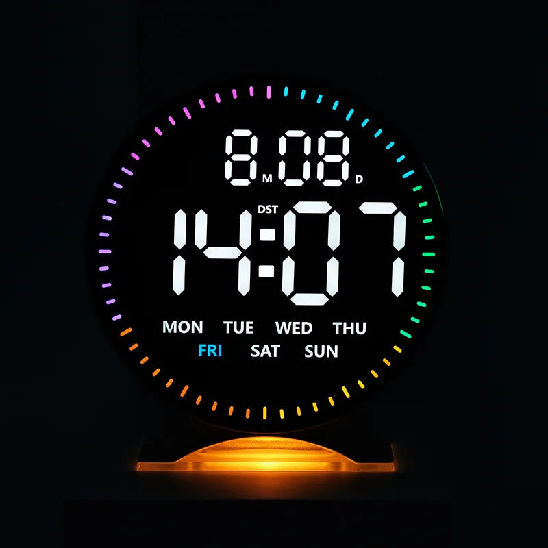 Digital Alarm Clock Week Date Second Hand Display Mood Light Dual Alarm Auto Dimmable Snooze Table Clock 12/24H DST LED Clock