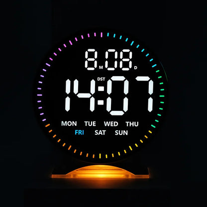 Digital Alarm Clock Week Date Second Hand Display Mood Light Dual Alarm Auto Dimmable Snooze Table Clock 12/24H DST LED Clock