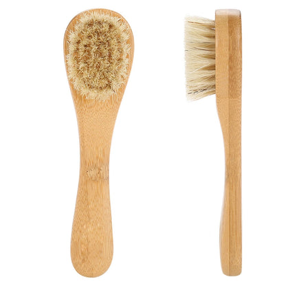 Beauty Skin Care Brush Wooden Handle Soft Hair Wash Face Tool Skin Deep Cleansing Exfoliating Massage Brush Dry&Wet Using 1 Pcs