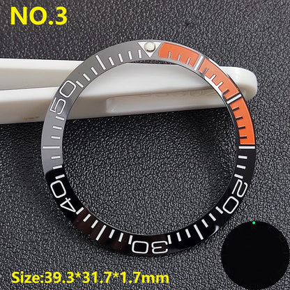 39.3*31.7 or 40.7*32.7mm Sloping Luminous Ceramic Bezel Insert Replacement of watch accessories Ceramic Bezel Insert
