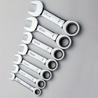 Short Handle Ratchet Spanner 6/7/8/9/10/11/12/13/14/15/16/17/18/19mm Fix Head Ratcheting Wrench Professional Spanner Hand Tools