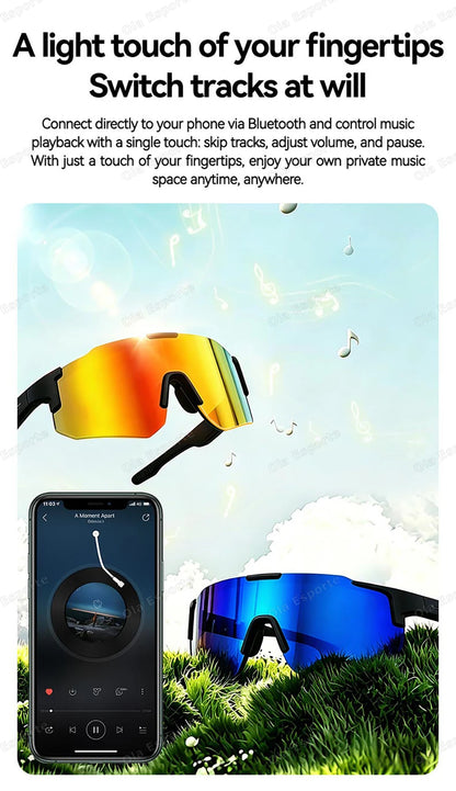 Smart Cycling Glasses Men Bluetooth UV400 Polarized Sunglasses Man AI Voice Intelligent Headphones Call Music Play Camera Remote