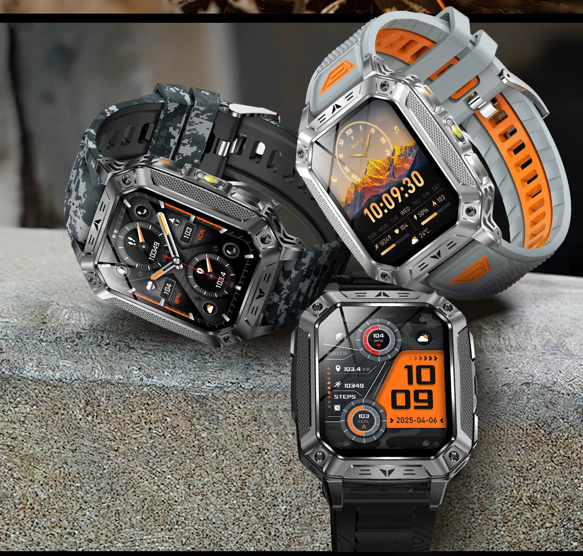 LIGE Wojskowy Inteligentny Zegarek 2.01'' Ekran HD Outdoor Sportowy Męski Zegarek SOS Czerwony Alarm Migająca Latarka Monitor Zdrowia Smartwatch