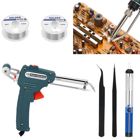 60W DIY electric soldering iron tin gun portable soldering gun maintenance power tool automatic tin feeding US/Eu Plug