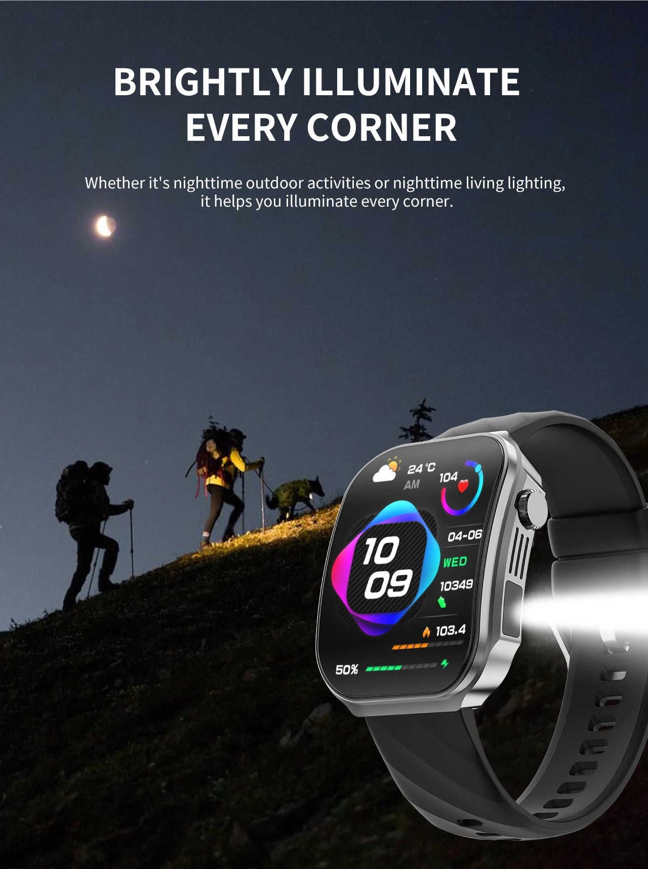 Inteligentny zegarek z zakrzywionym ekranem 3D 2,2 cala, termometrem z diodą LED, monitorem zdrowia, połączeniami BT, sportowy, fitness