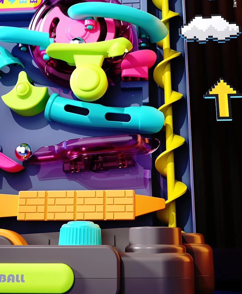 Educational Montessori Toy Multi-Layer Track Adventure Game Rail Rolling Ball Model Interactive Brain for Children Kids