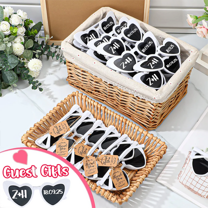 12-120Pcs Custom Wedding Sunglasses Personalised Heart Shaped Sunglasses Wedding Party Favors for Guest Date Initials Custom